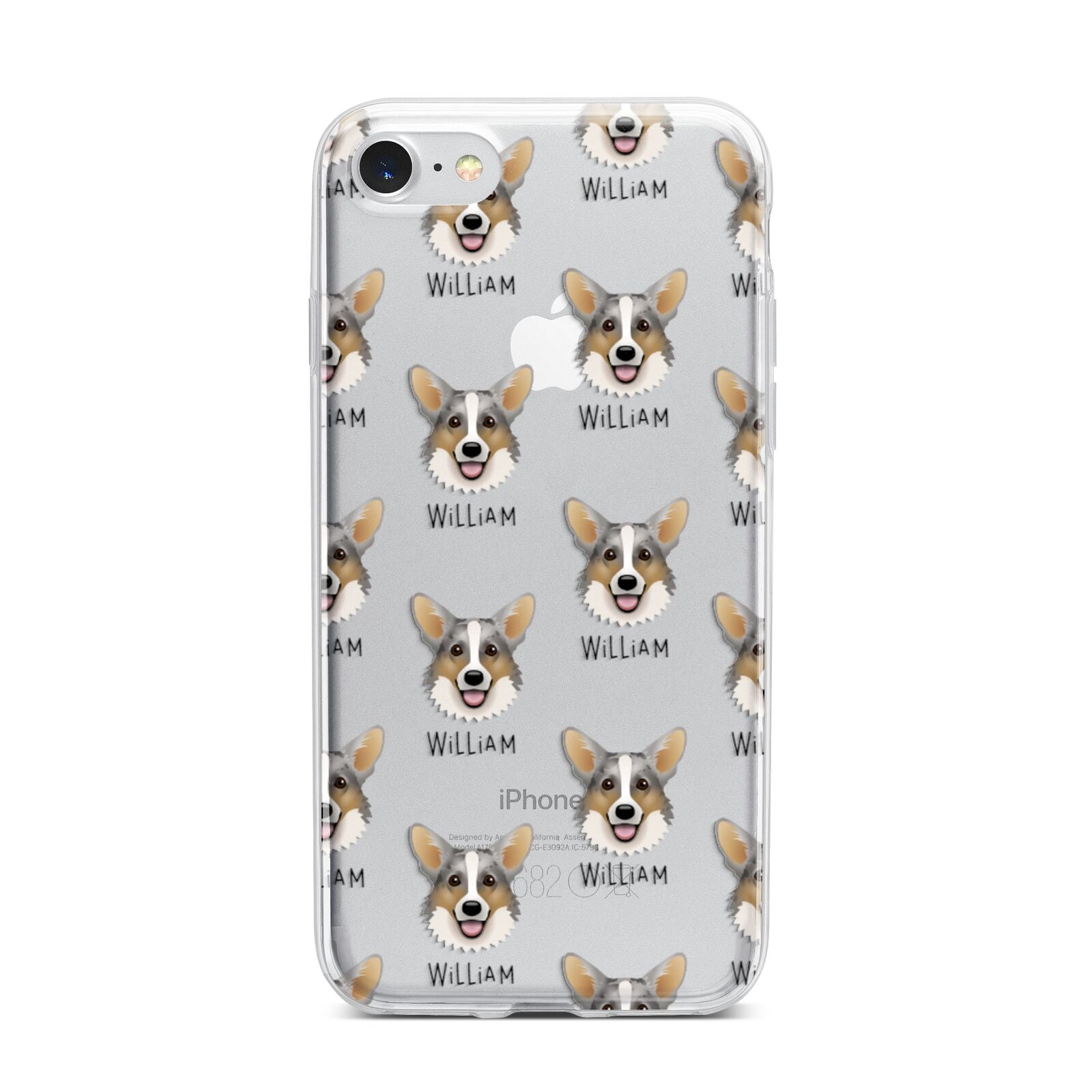 Cardigan Welsh Corgi Icon with Name iPhone 7 Bumper Case on Silver iPhone