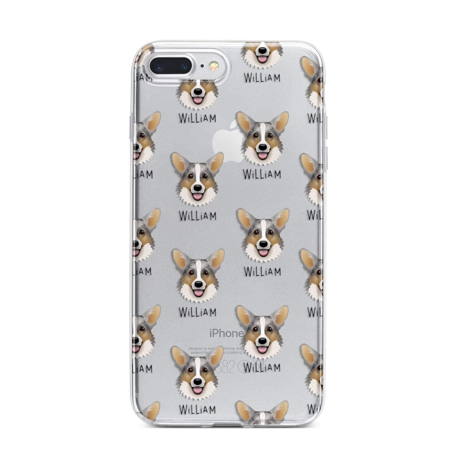 Cardigan Welsh Corgi Icon with Name iPhone 7 Plus Bumper Case on Silver iPhone