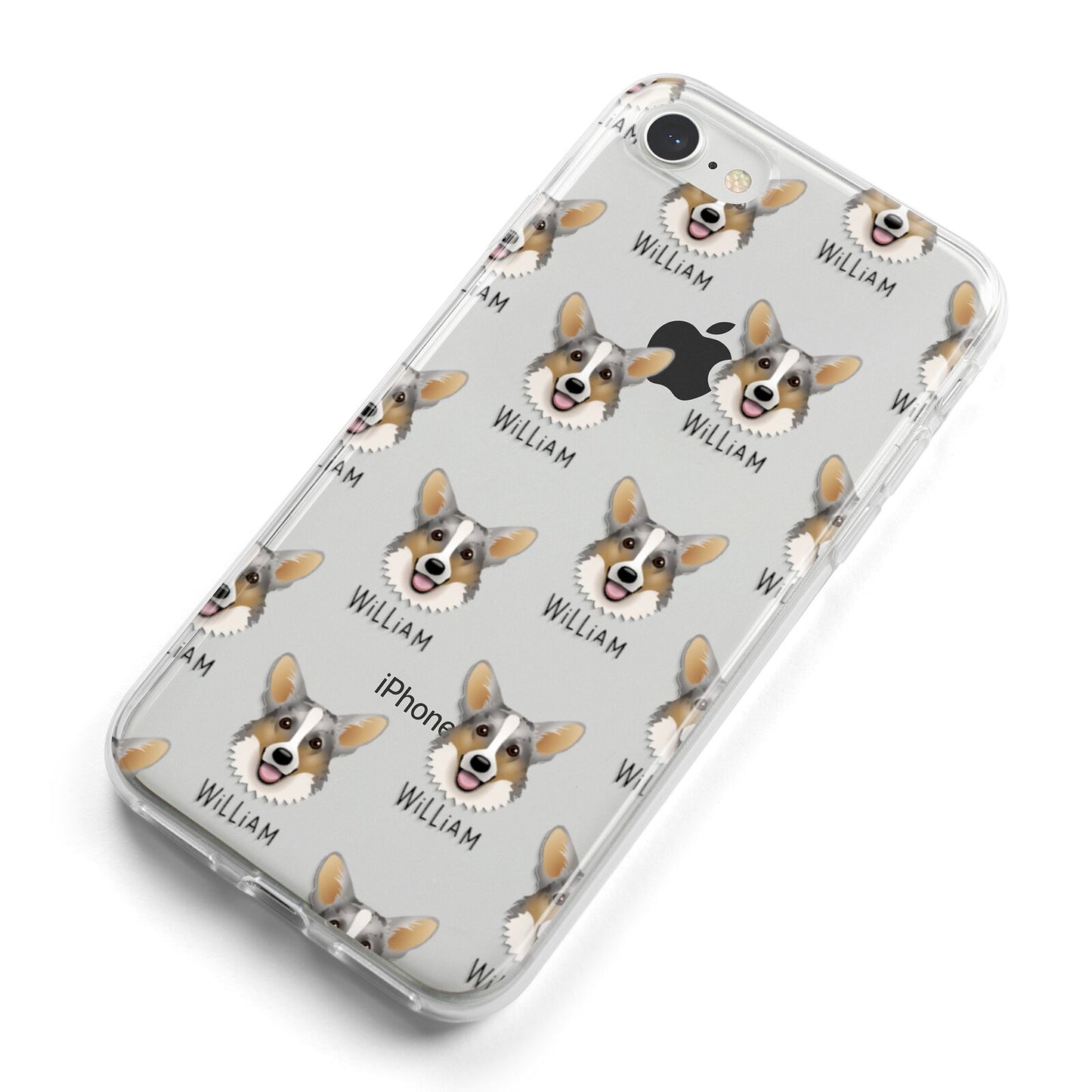 Cardigan Welsh Corgi Icon with Name iPhone 8 Bumper Case on Silver iPhone Alternative Image