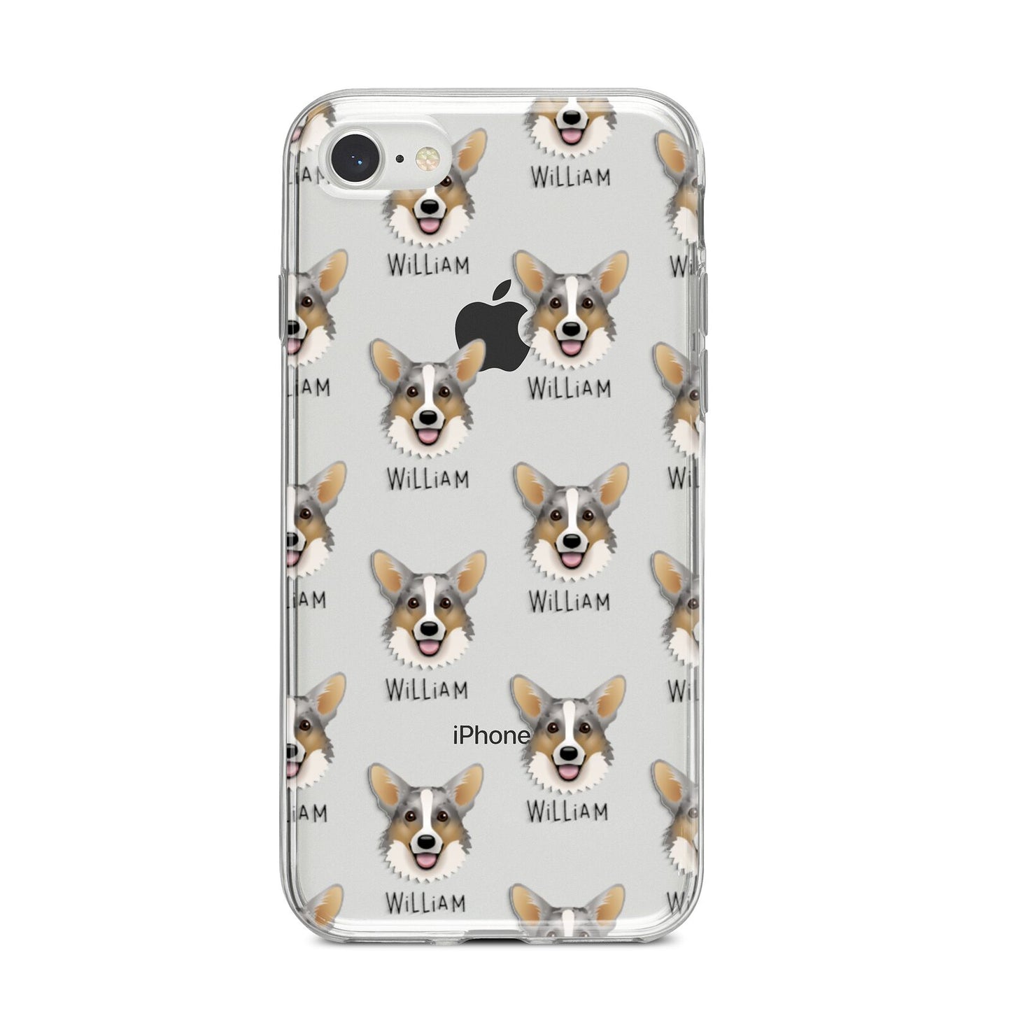 Cardigan Welsh Corgi Icon with Name iPhone 8 Bumper Case on Silver iPhone