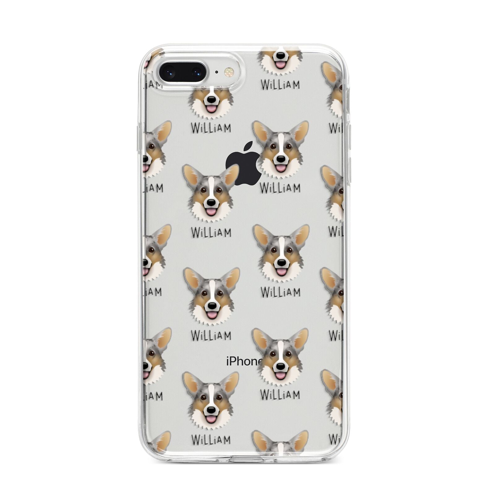 Cardigan Welsh Corgi Icon with Name iPhone 8 Plus Bumper Case on Silver iPhone