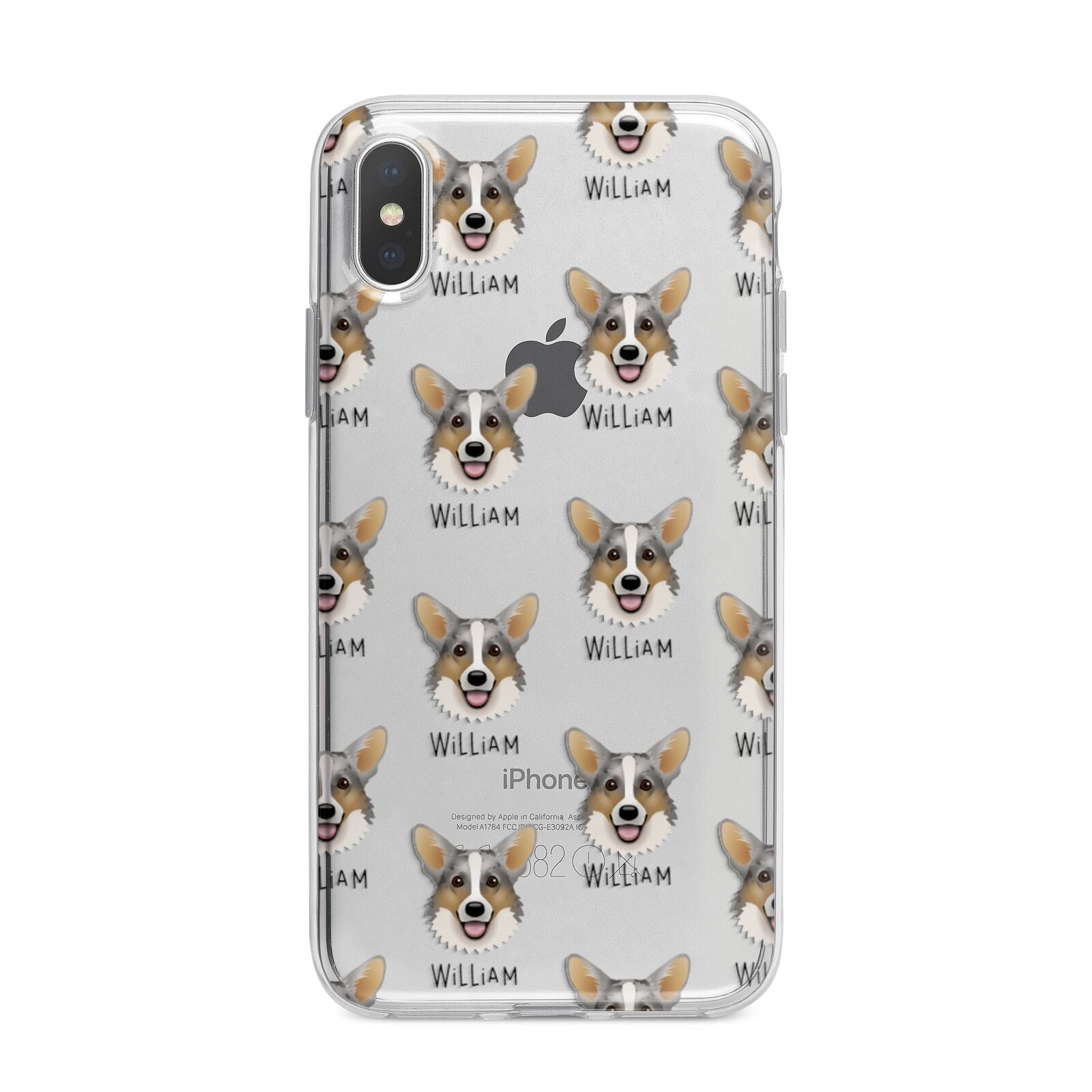 Cardigan Welsh Corgi Icon with Name iPhone X Bumper Case on Silver iPhone Alternative Image 1