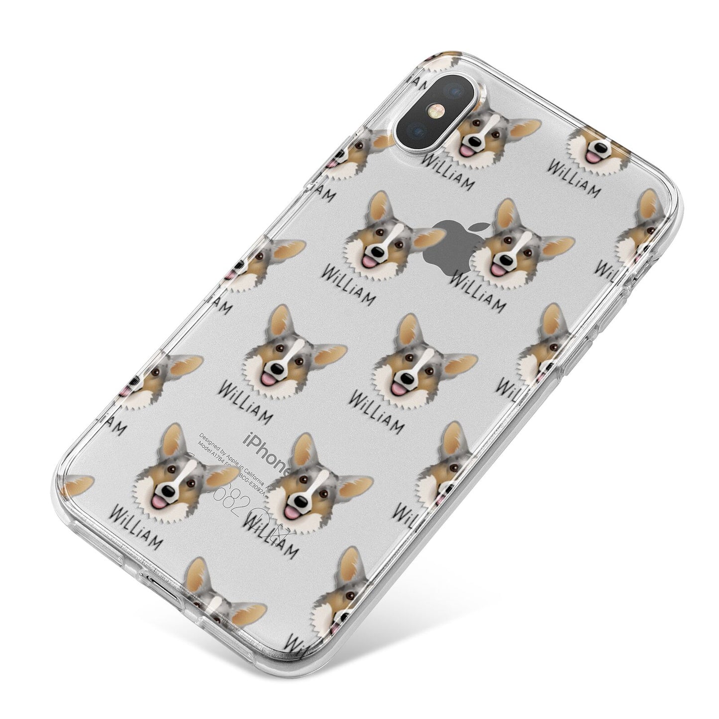 Cardigan Welsh Corgi Icon with Name iPhone X Bumper Case on Silver iPhone