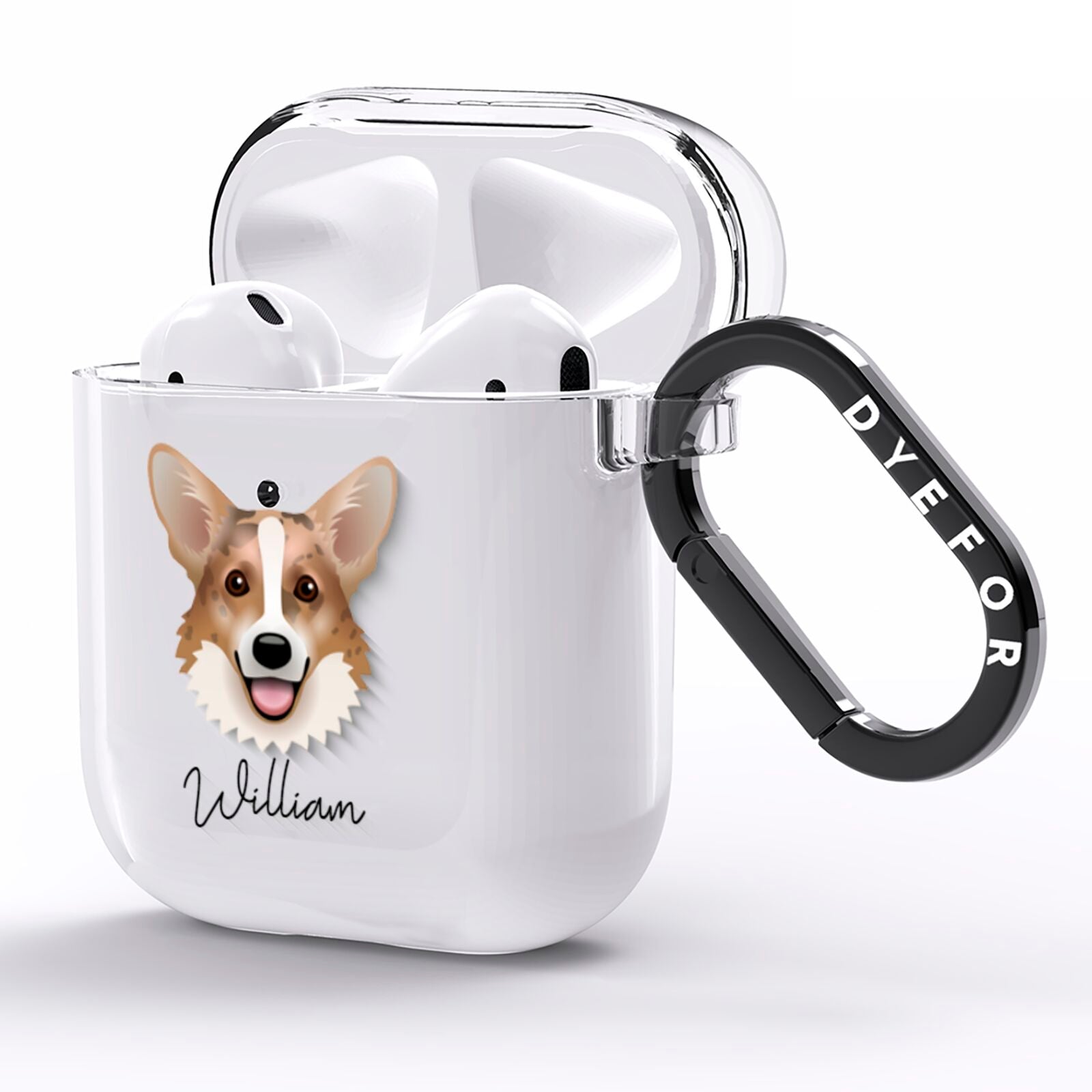 Cardigan Welsh Corgi Personalised AirPods Clear Case Side Image