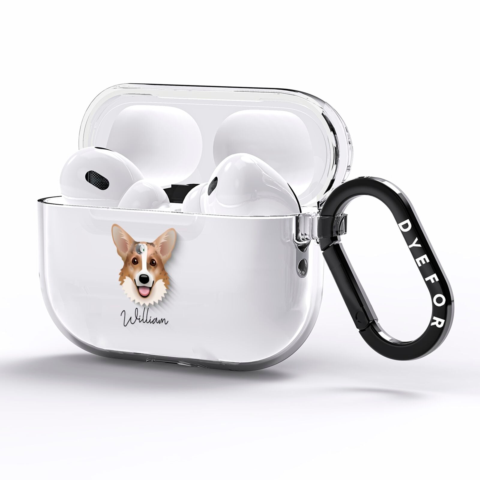 Cardigan Welsh Corgi Personalised AirPods Pro Clear Case Side Image