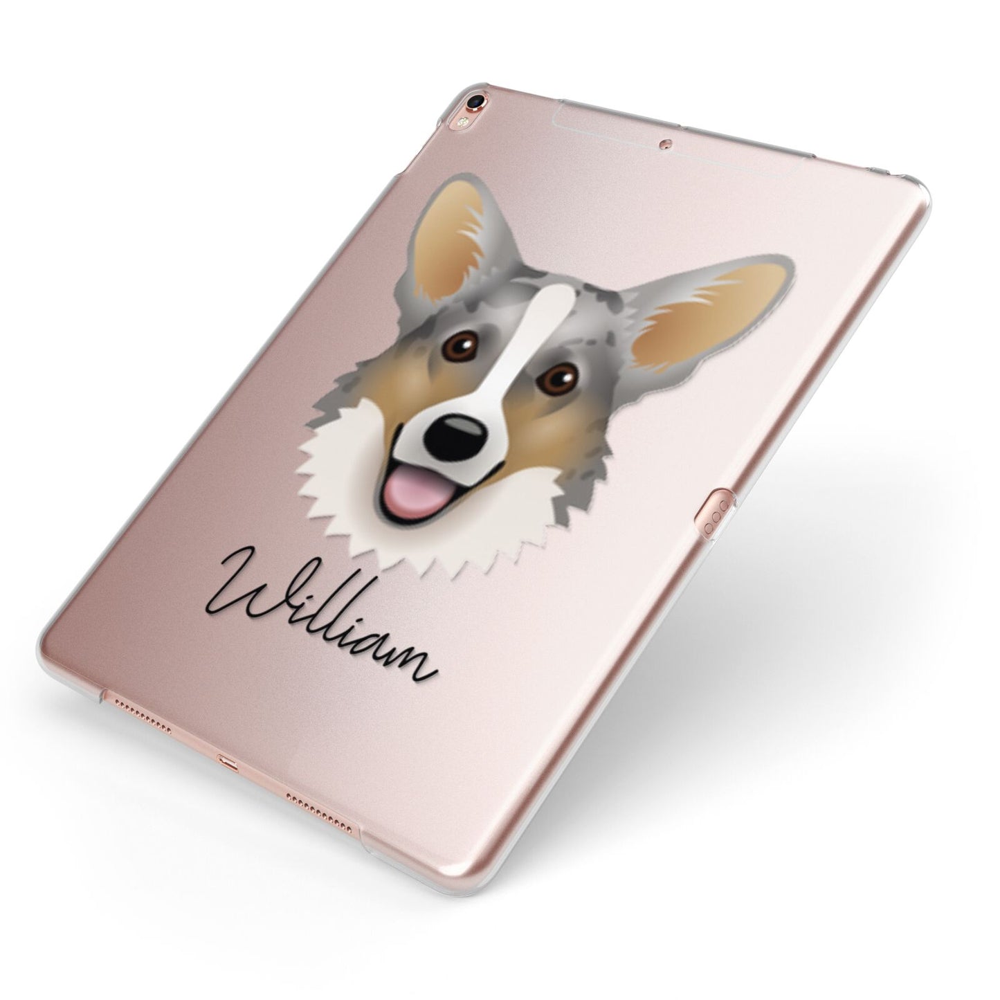 Cardigan Welsh Corgi Personalised Apple iPad Case on Rose Gold iPad Side View