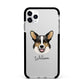 Cardigan Welsh Corgi Personalised Apple iPhone 11 Pro Max in Silver with Black Impact Case