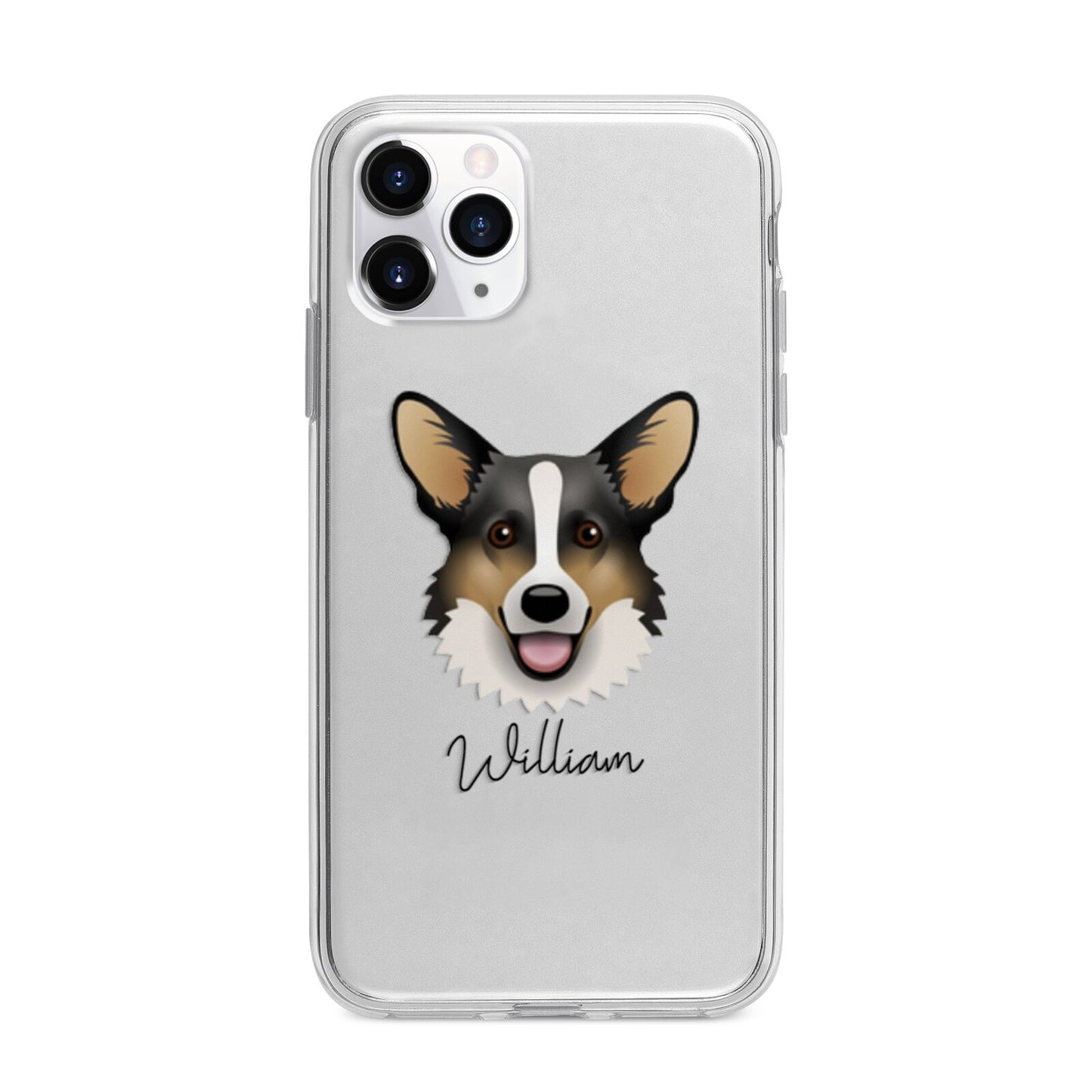 Cardigan Welsh Corgi Personalised Apple iPhone 11 Pro Max in Silver with Bumper Case
