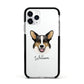 Cardigan Welsh Corgi Personalised Apple iPhone 11 Pro in Silver with Black Impact Case