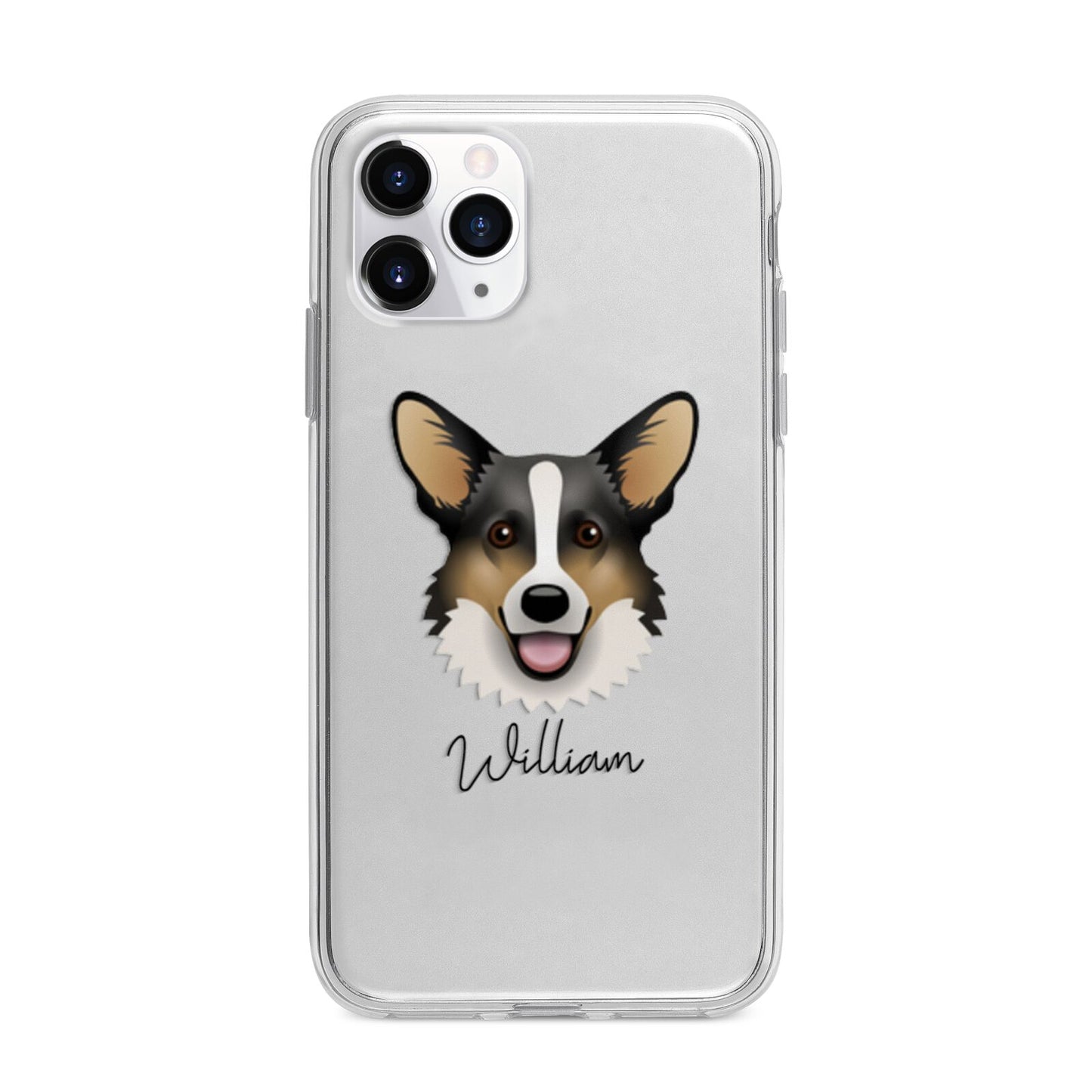 Cardigan Welsh Corgi Personalised Apple iPhone 11 Pro in Silver with Bumper Case