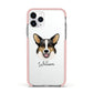 Cardigan Welsh Corgi Personalised Apple iPhone 11 Pro in Silver with Pink Impact Case