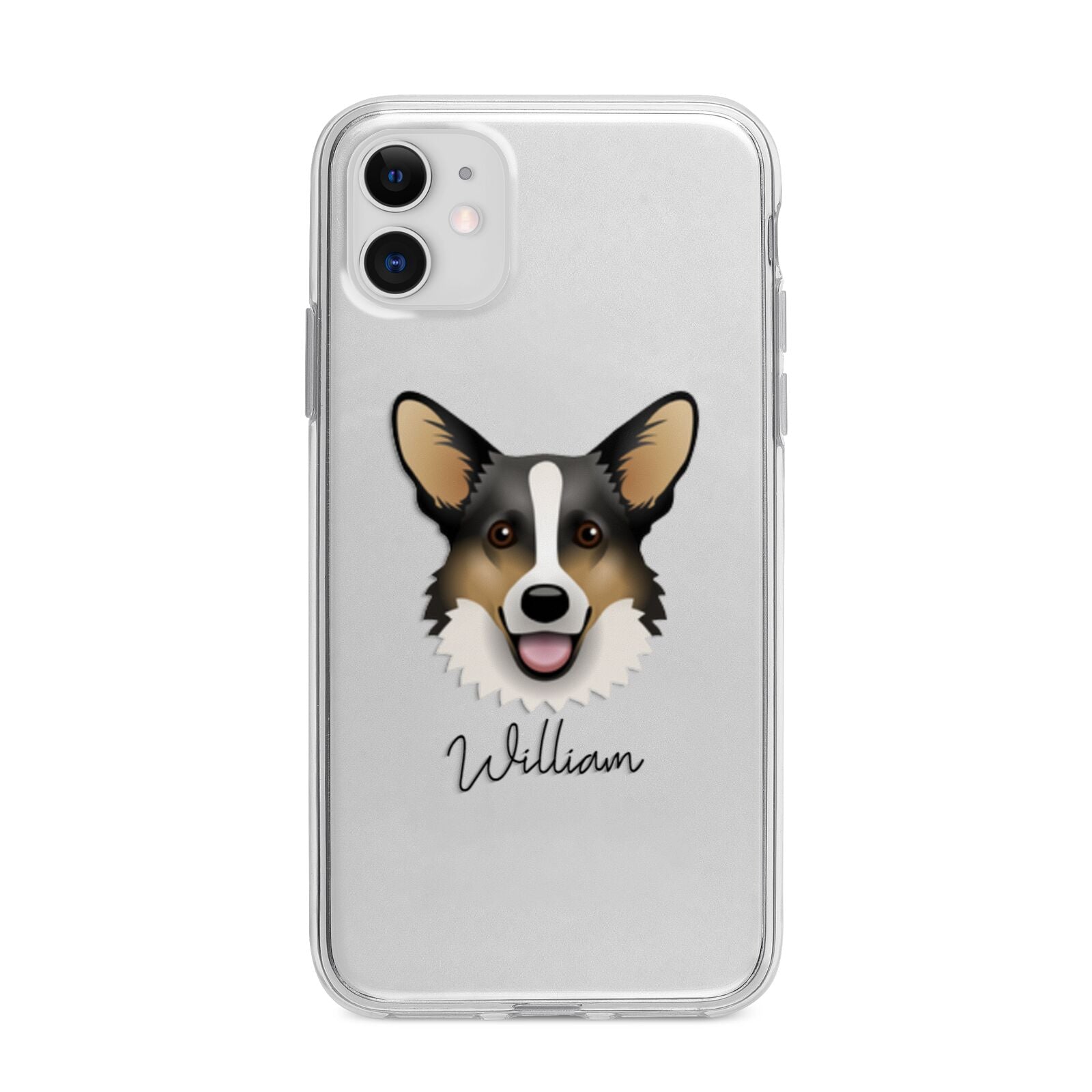 Cardigan Welsh Corgi Personalised Apple iPhone 11 in White with Bumper Case