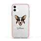 Cardigan Welsh Corgi Personalised Apple iPhone 11 in White with Pink Impact Case