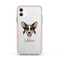 Cardigan Welsh Corgi Personalised Apple iPhone 11 in White with Pink Impact Case