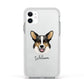 Cardigan Welsh Corgi Personalised Apple iPhone 11 in White with White Impact Case