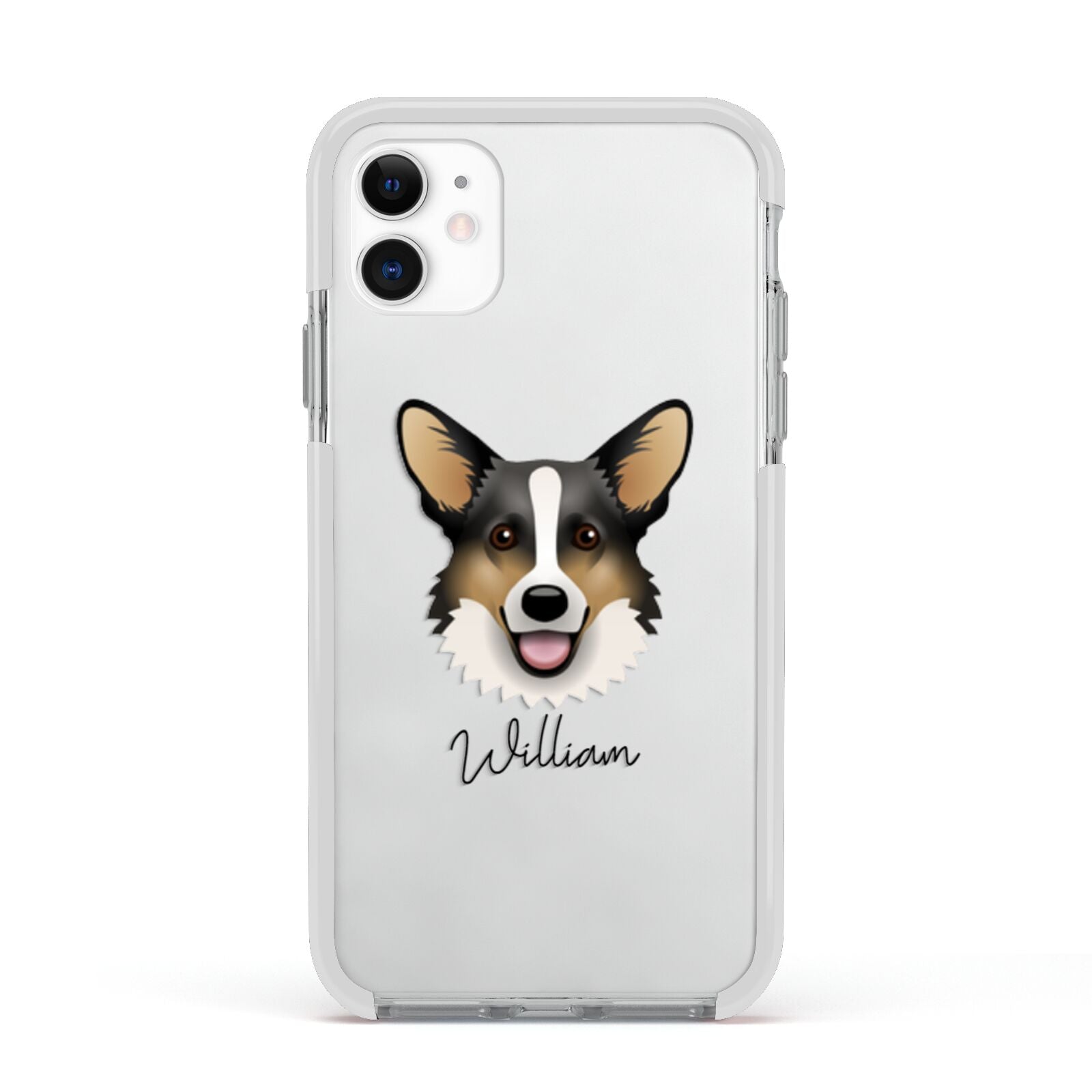 Cardigan Welsh Corgi Personalised Apple iPhone 11 in White with White Impact Case