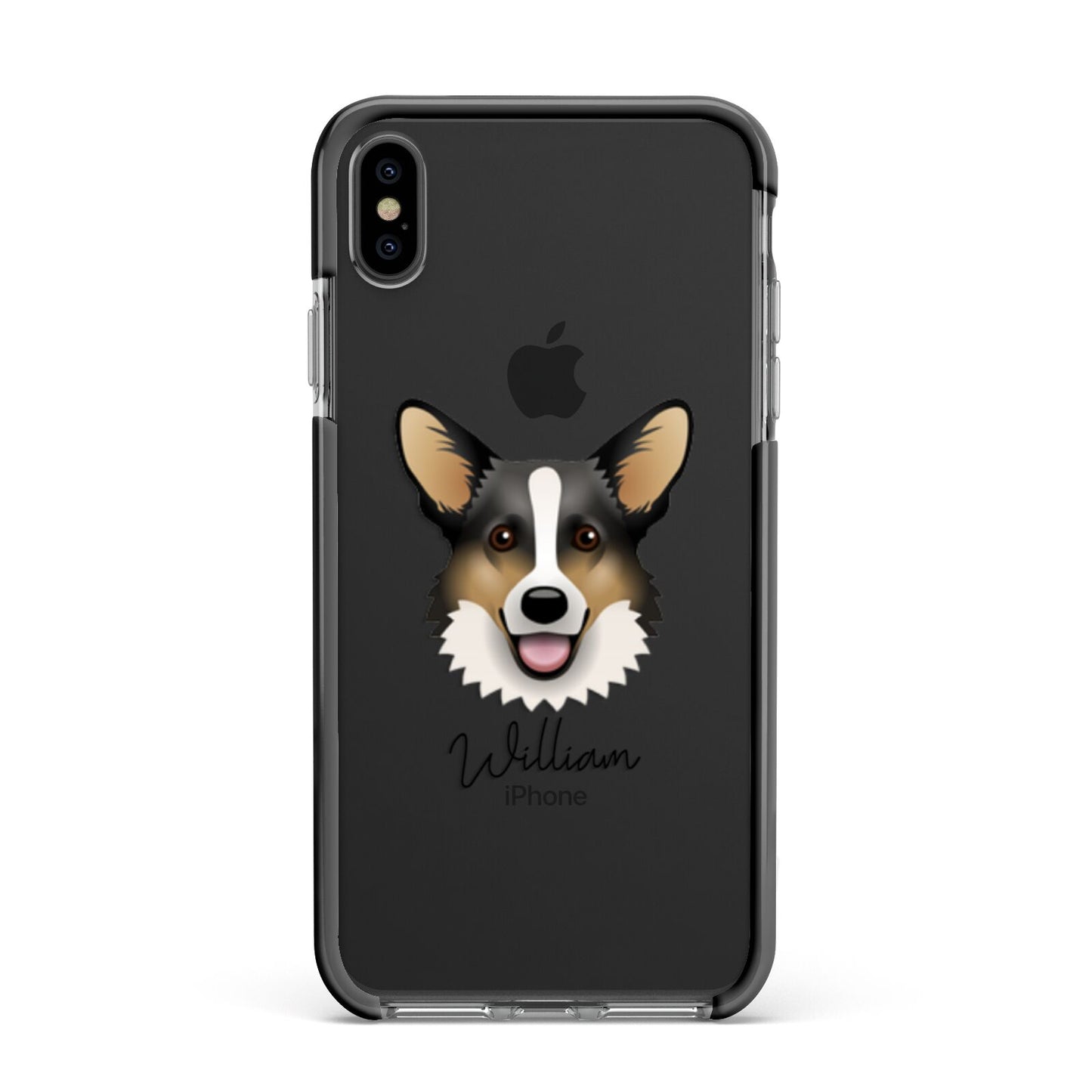 Cardigan Welsh Corgi Personalised Apple iPhone Xs Max Impact Case Black Edge on Black Phone