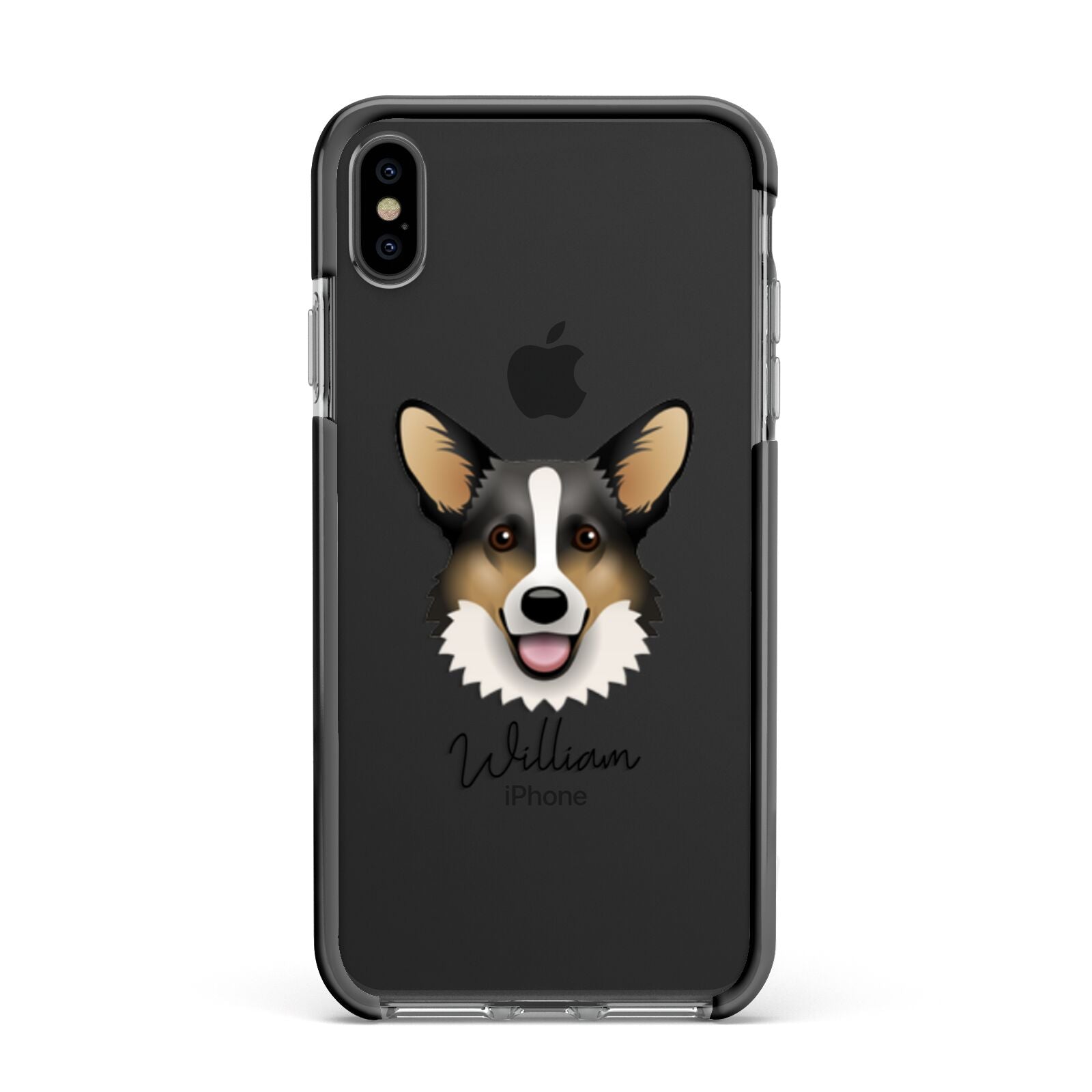 Cardigan Welsh Corgi Personalised Apple iPhone Xs Max Impact Case Black Edge on Black Phone