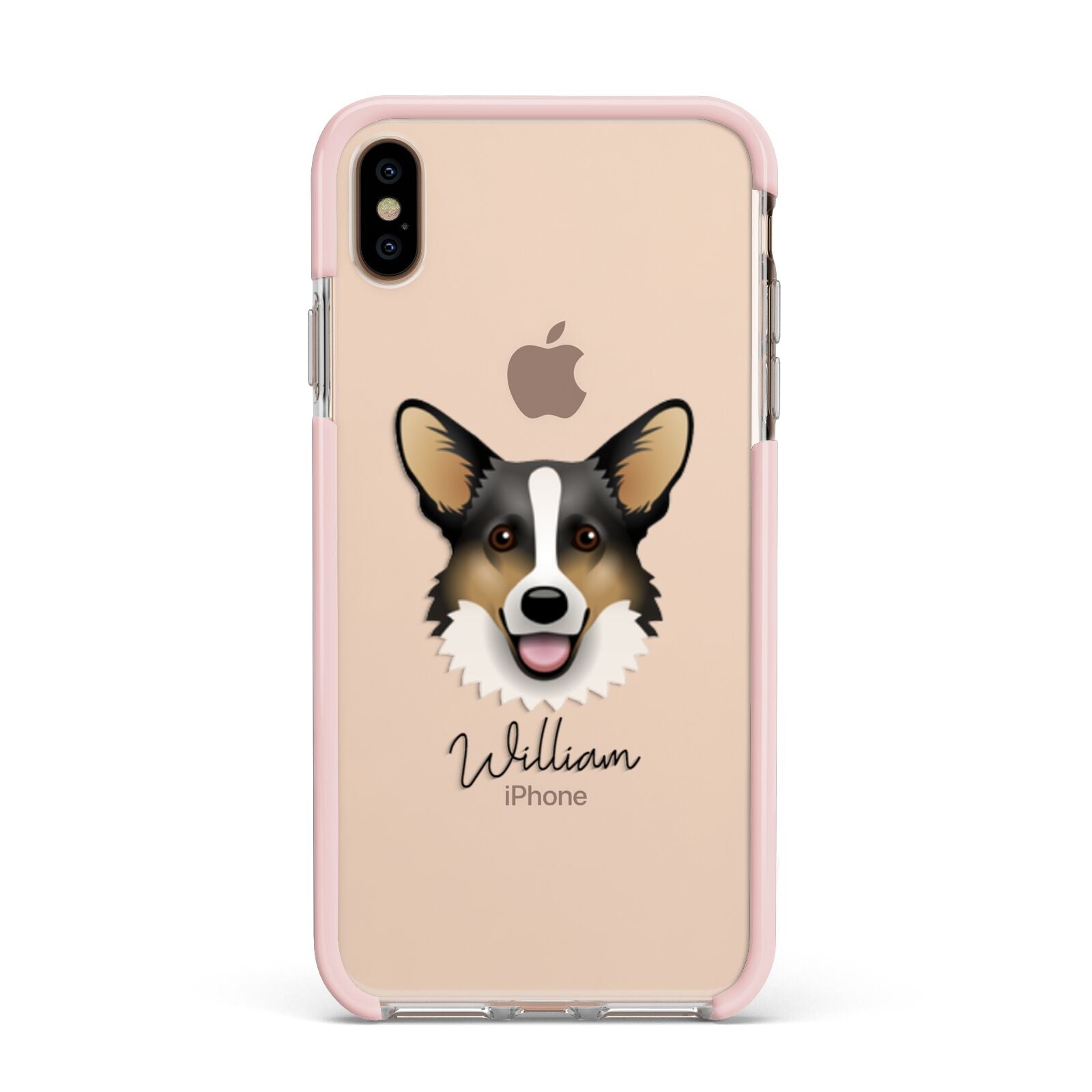 Cardigan Welsh Corgi Personalised Apple iPhone Xs Max Impact Case Pink Edge on Gold Phone