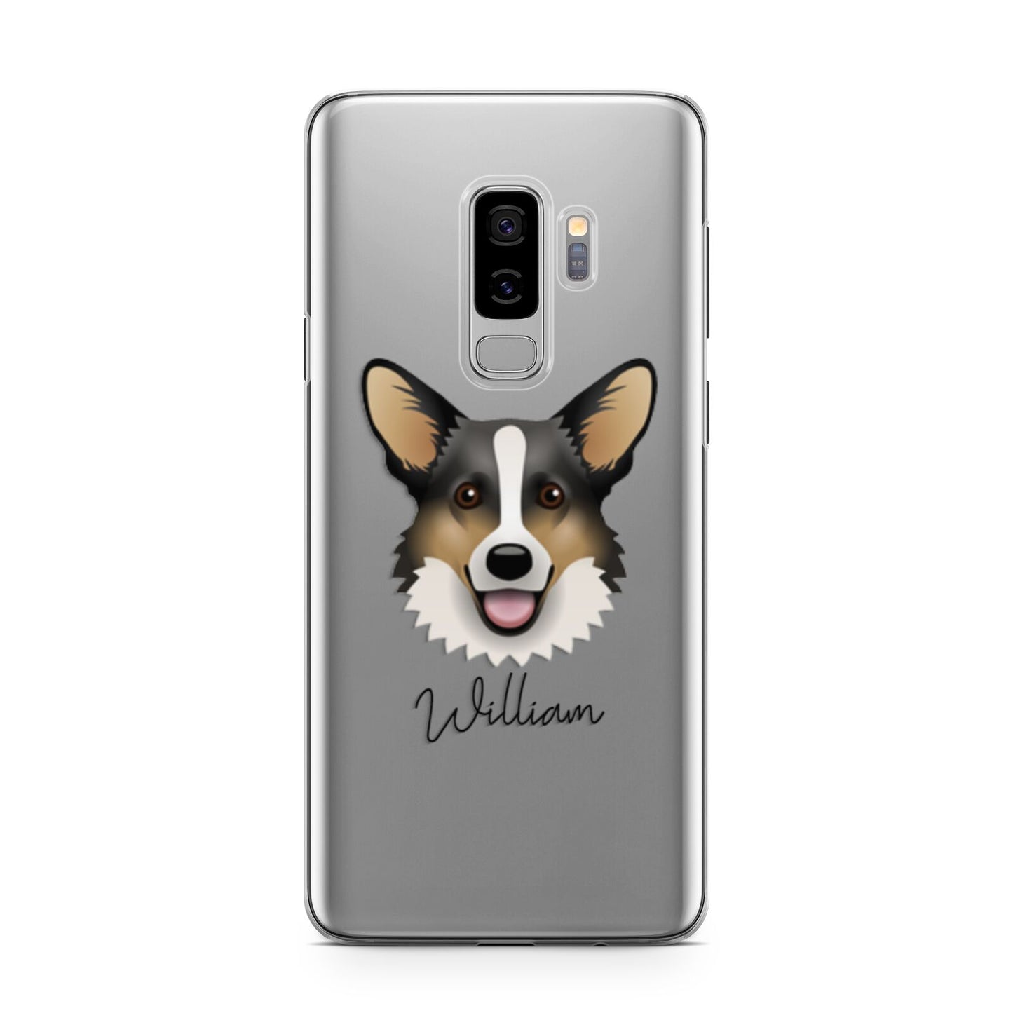Cardigan Welsh Corgi Personalised Samsung Galaxy S9 Plus Case on Silver phone