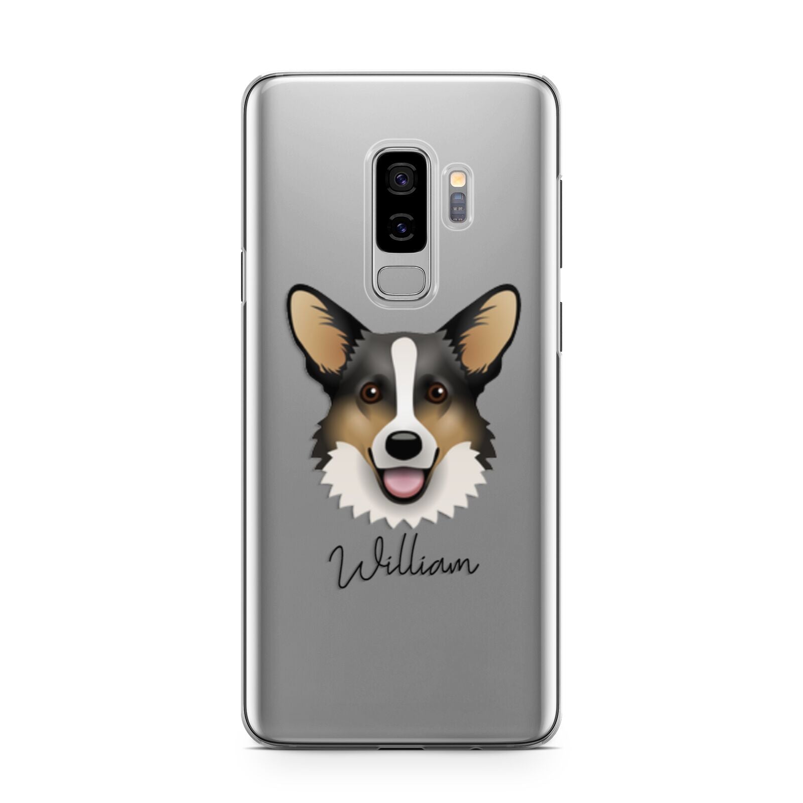 Cardigan Welsh Corgi Personalised Samsung Galaxy S9 Plus Case on Silver phone