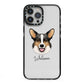 Cardigan Welsh Corgi Personalised iPhone 13 Pro Max Black Impact Case on Silver phone