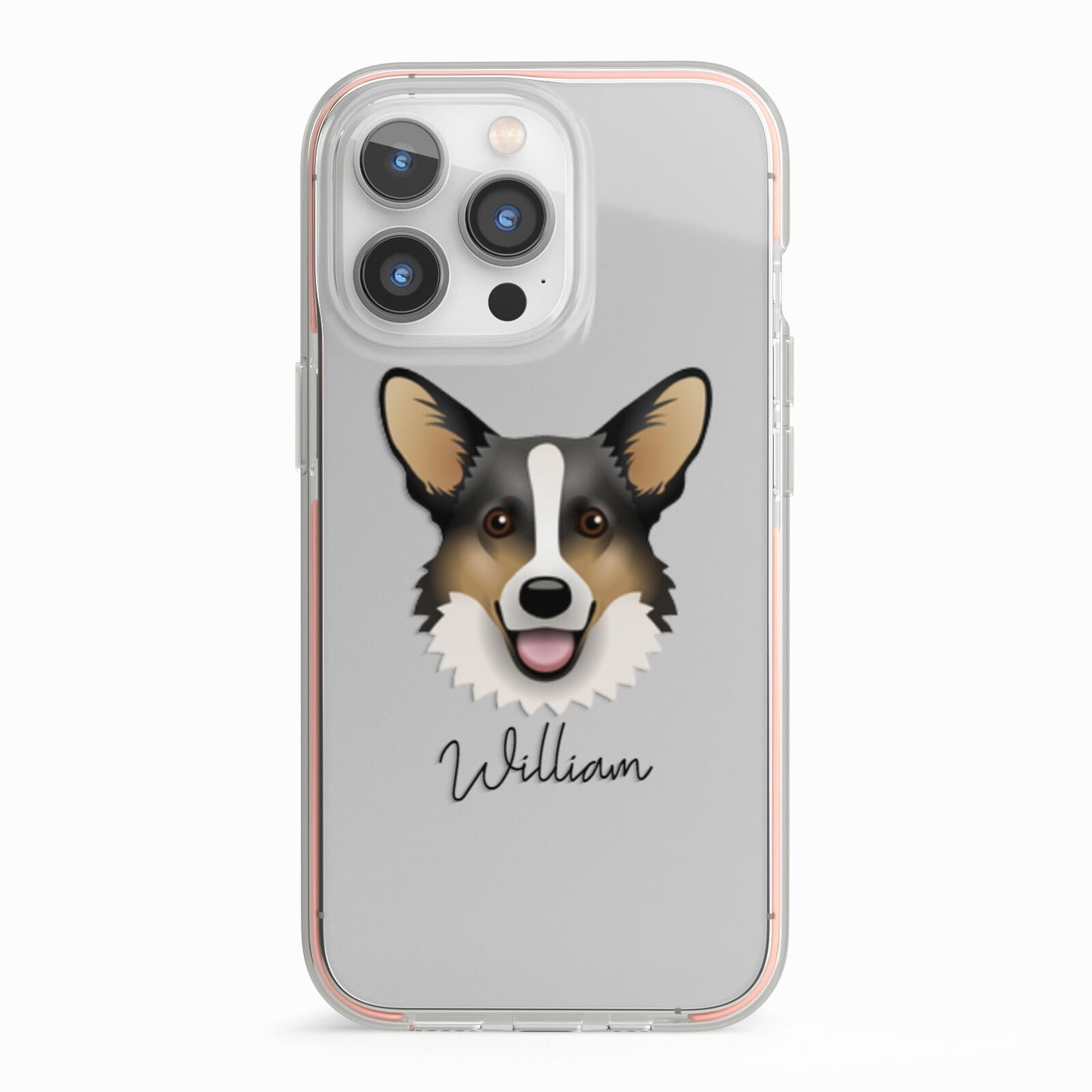 Cardigan Welsh Corgi Personalised iPhone 13 Pro TPU Impact Case with Pink Edges