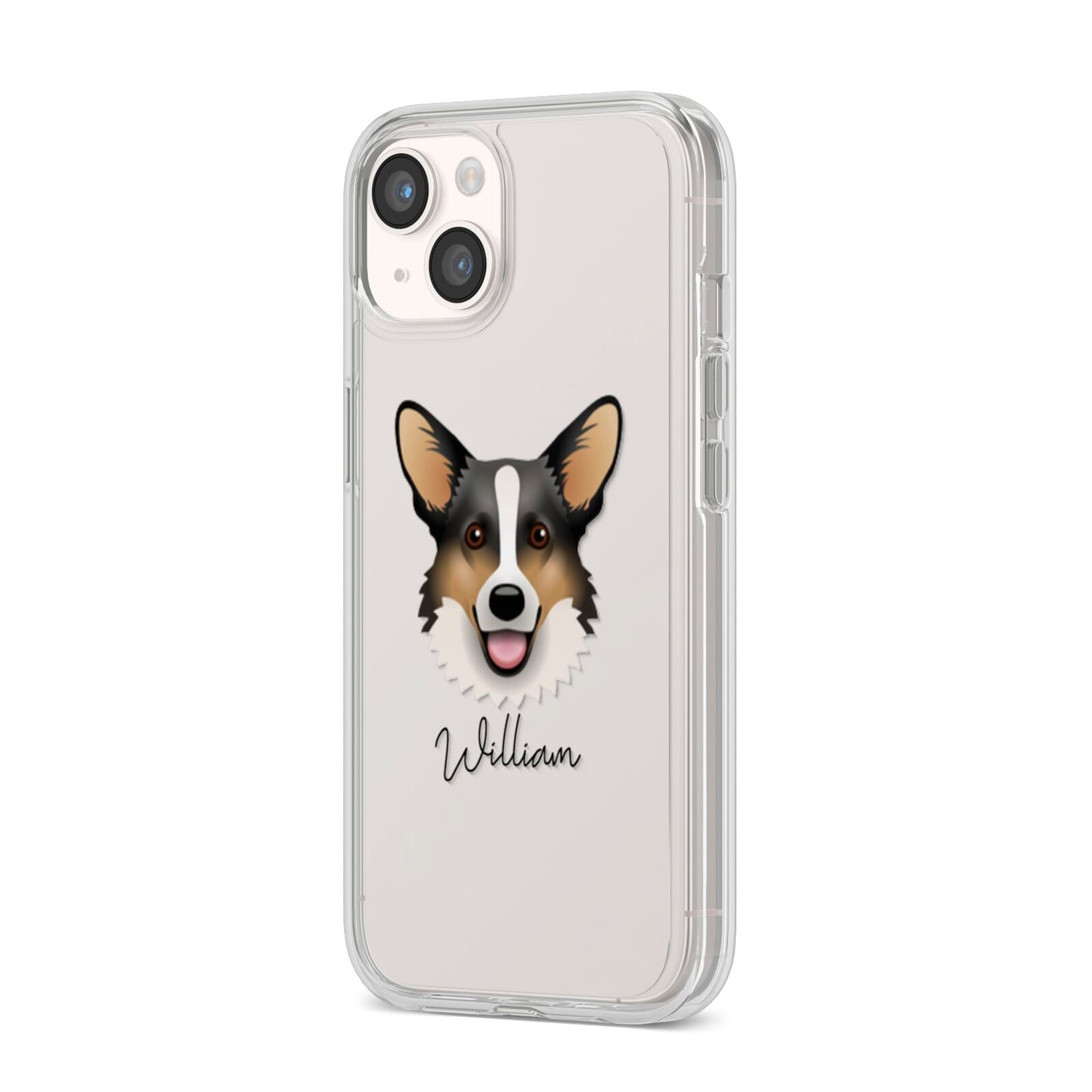 Cardigan Welsh Corgi Personalised iPhone 14 Clear Tough Case Starlight Angled Image