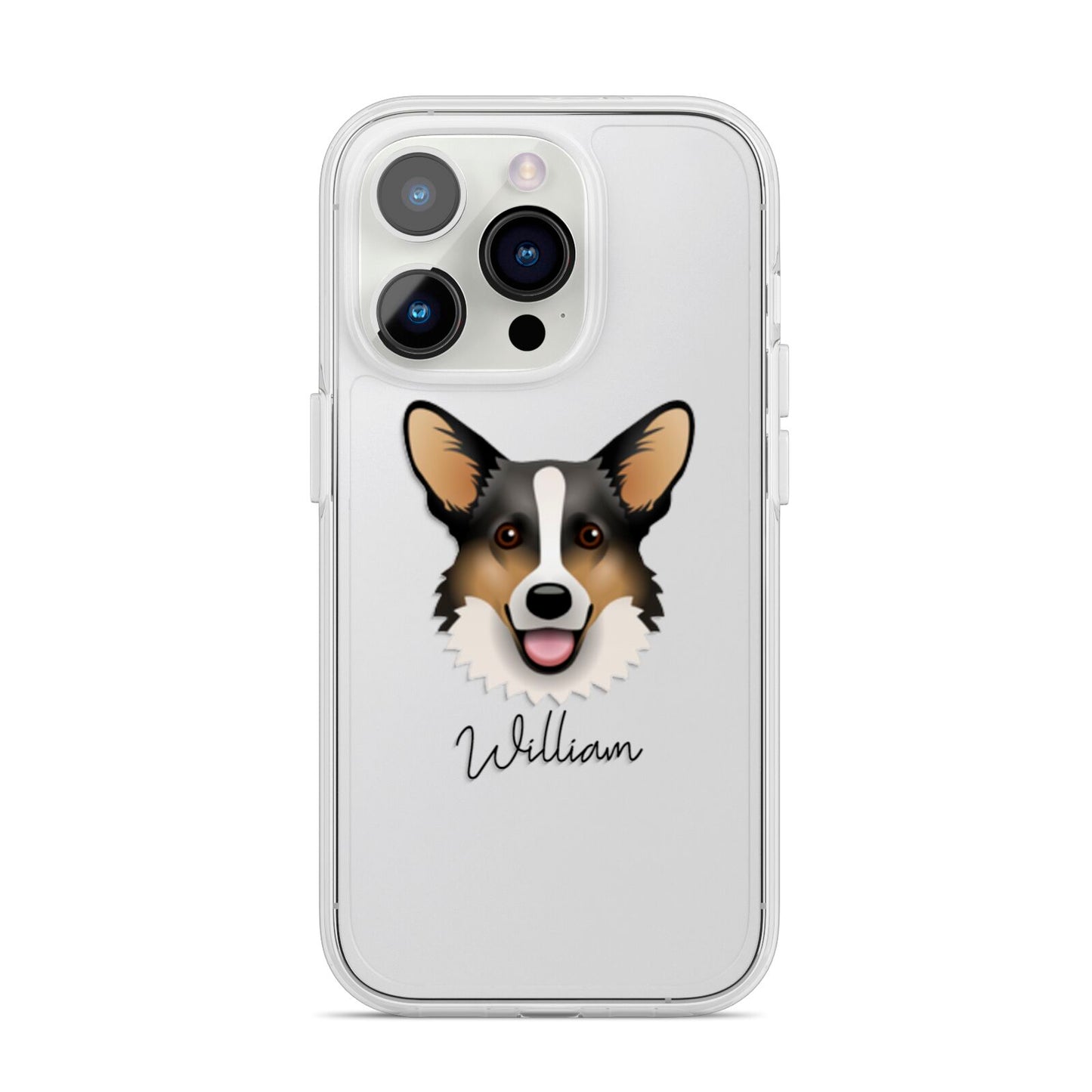 Cardigan Welsh Corgi Personalised iPhone 14 Pro Clear Tough Case Silver