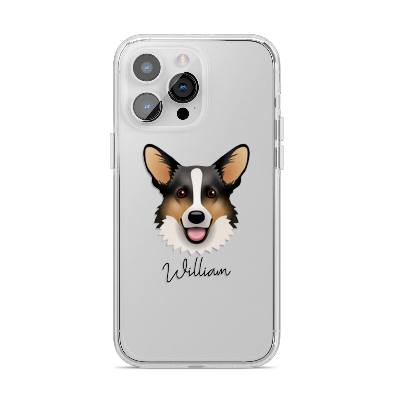 Cardigan Welsh Corgi Personalised iPhone 14 Pro Max Clear Tough Case Silver