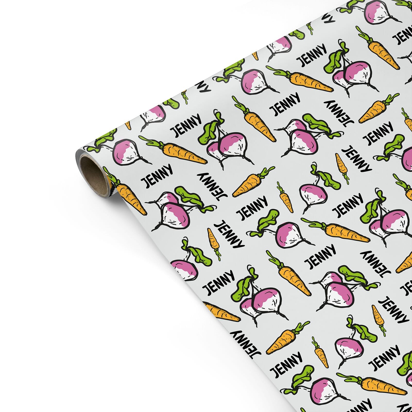 Carrots and Turnips with Name Personalised Gift Wrap