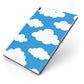Cartoon Clouds and Blue Sky Apple iPad Case on Grey iPad Side View