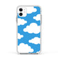 Cartoon Clouds and Blue Sky Apple iPhone 11 in White with White Impact Case