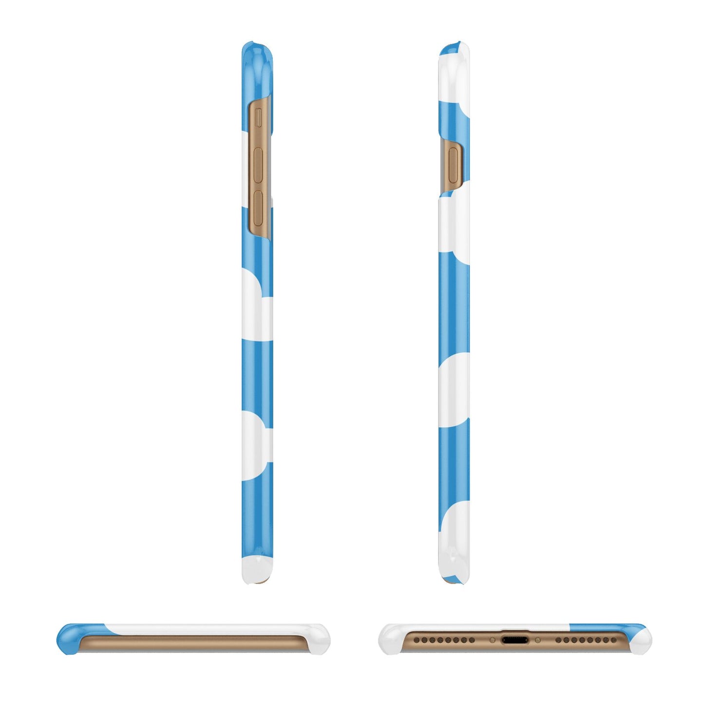 Cartoon Clouds and Blue Sky Apple iPhone 7 Plus 3D Wrap Snap Case Angled Images