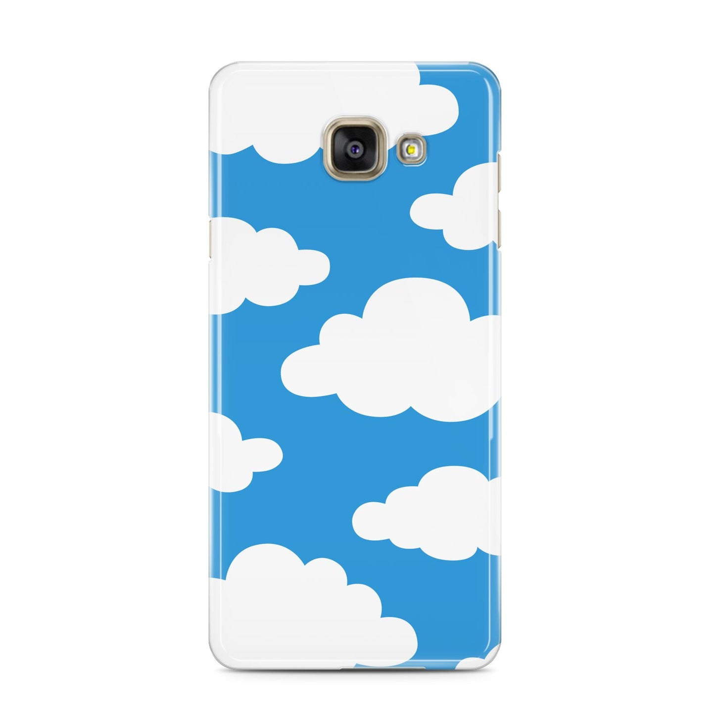 Cartoon Clouds and Blue Sky Samsung Galaxy A3 2016 Case on gold phone
