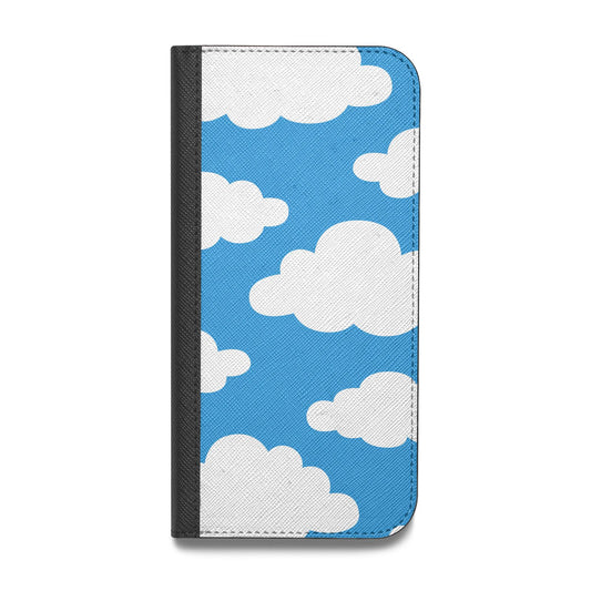 Cartoon Clouds and Blue Sky Vegan Leather Flip Samsung Case