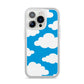 Cartoon Clouds and Blue Sky iPhone 14 Pro Clear Tough Case Silver