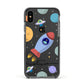 Cartoon Space Artwork with Name Apple iPhone Xs Impact Case Black Edge on Black Phone