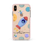 Cartoon Space Artwork with Name Apple iPhone Xs Max Impact Case Pink Edge on Gold Phone