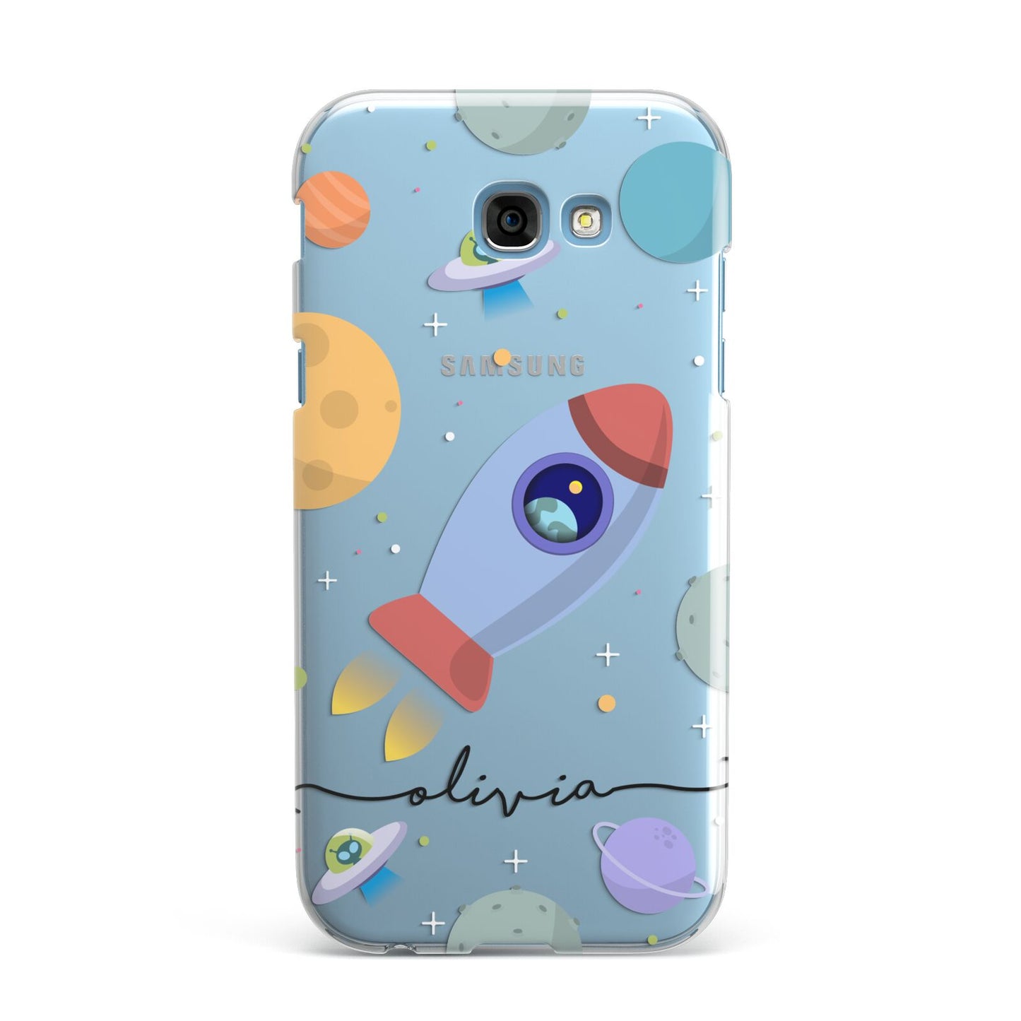 Cartoon Space Artwork with Name Samsung Galaxy A7 2017 Case