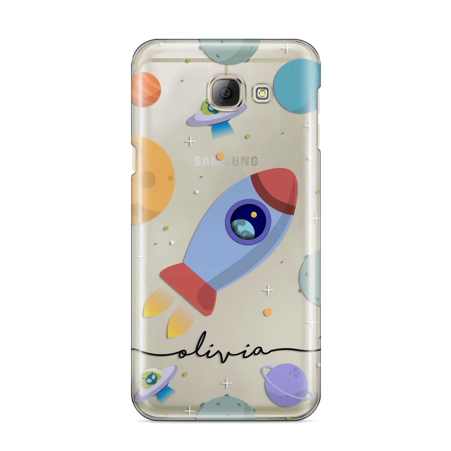 Cartoon Space Artwork with Name Samsung Galaxy A8 2016 Case