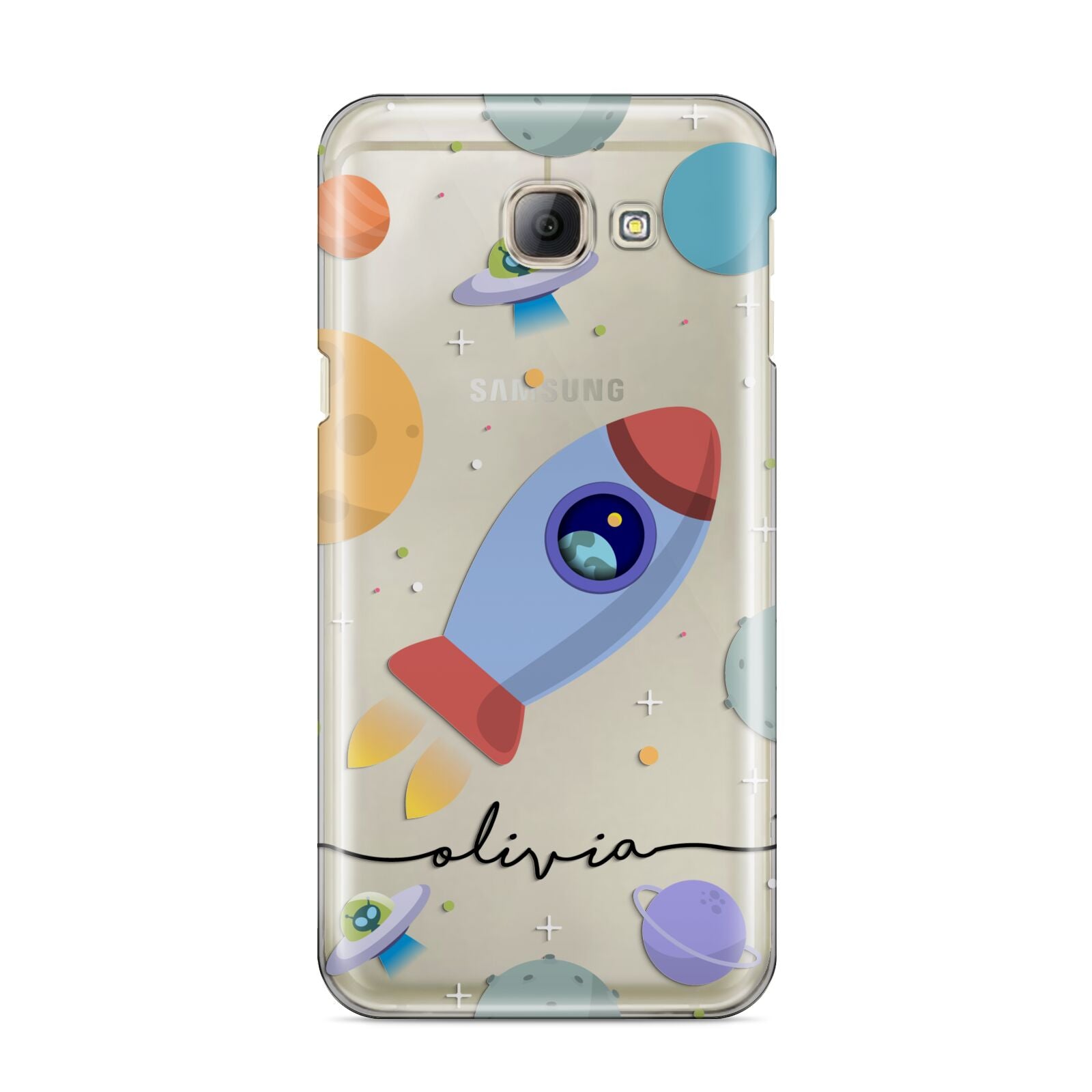 Cartoon Space Artwork with Name Samsung Galaxy A8 2016 Case