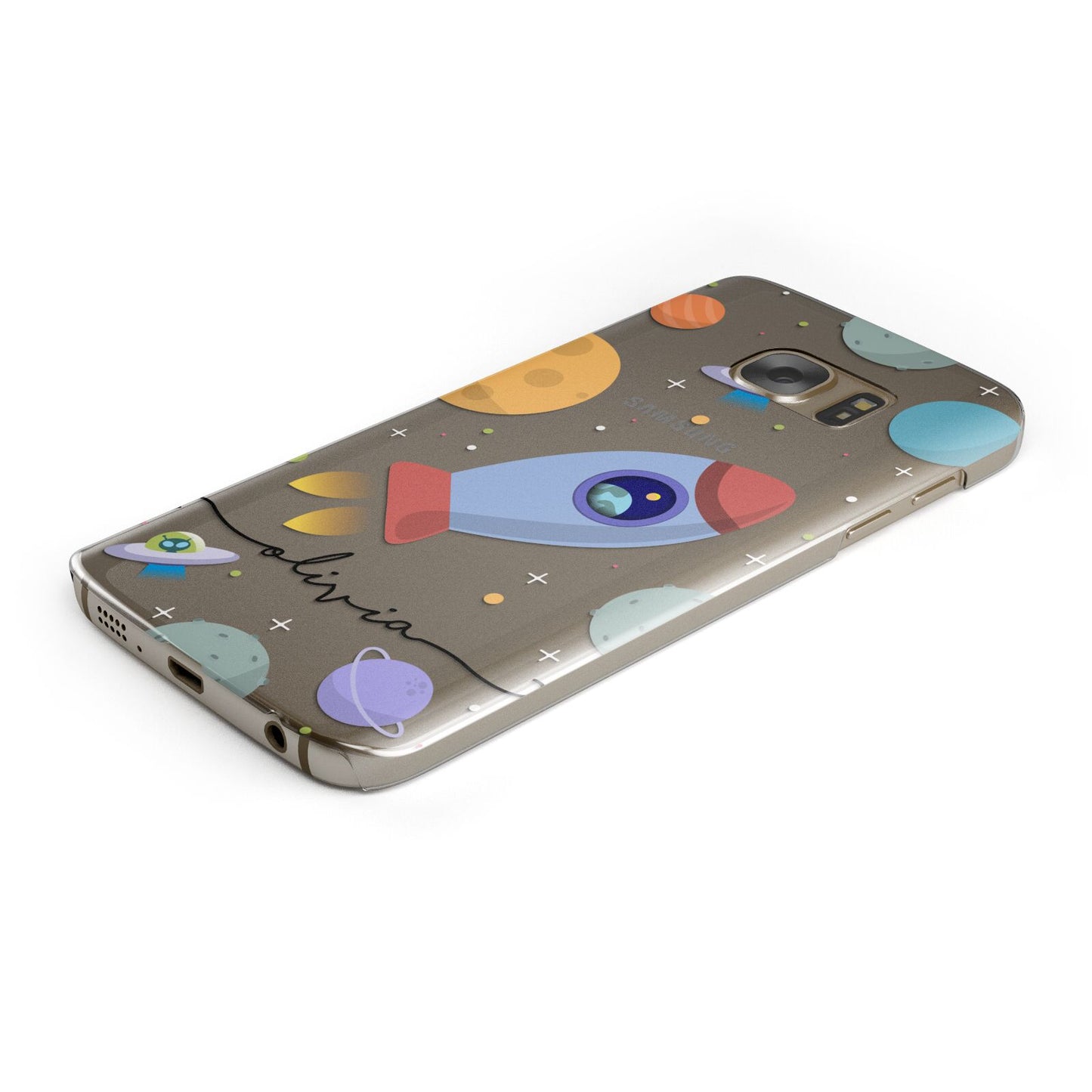 Cartoon Space Artwork with Name Samsung Galaxy Case Bottom Cutout