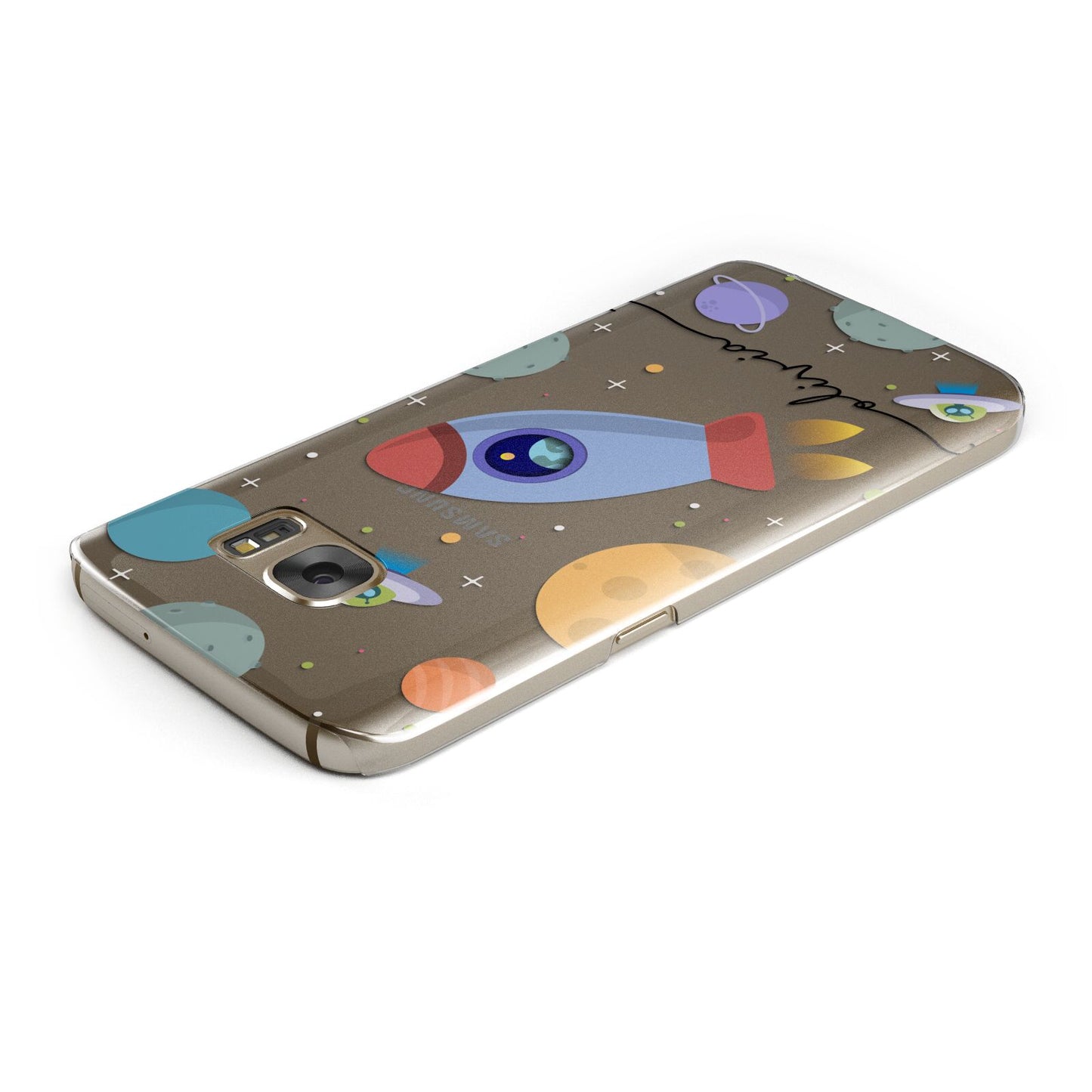 Cartoon Space Artwork with Name Samsung Galaxy Case Top Cutout