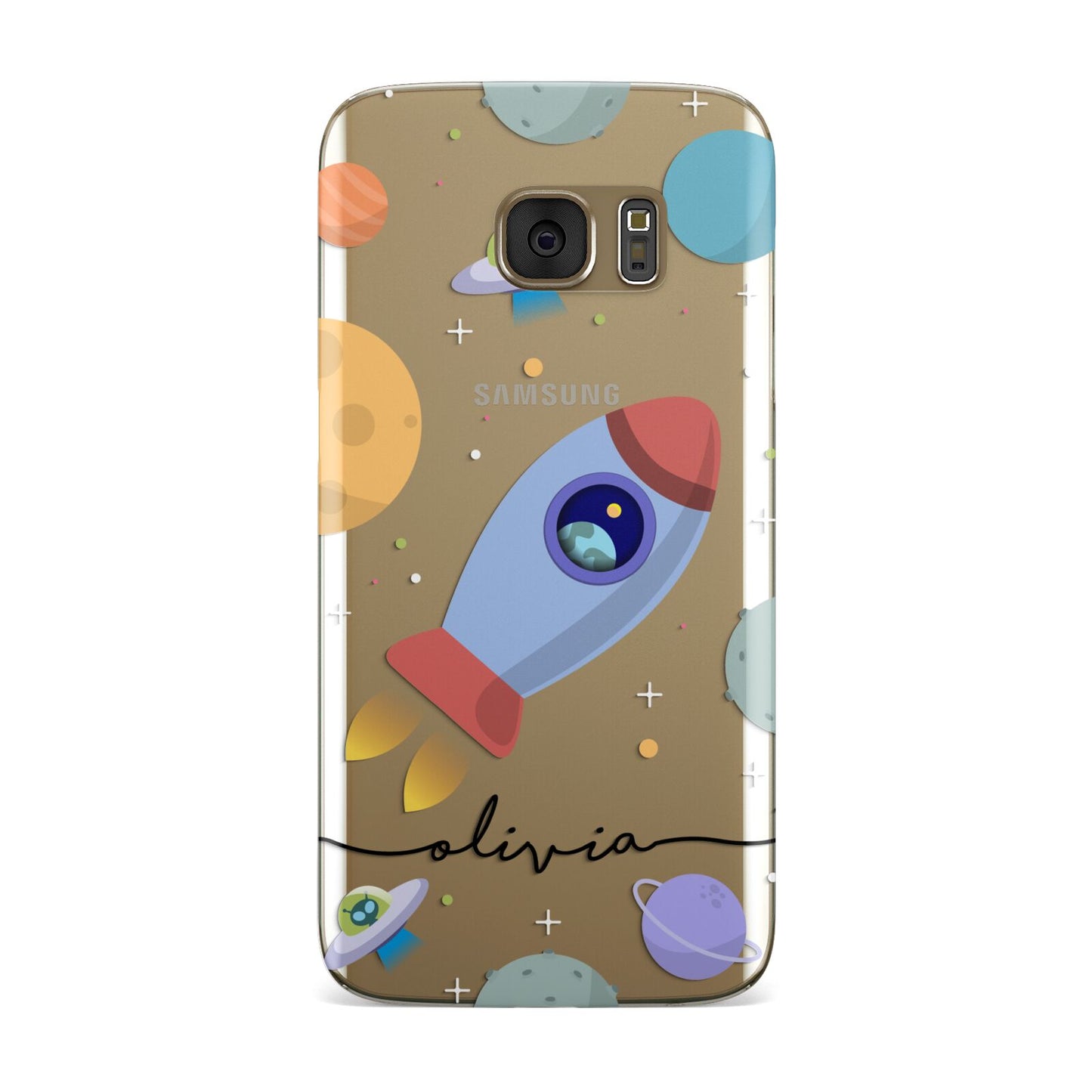 Cartoon Space Artwork with Name Samsung Galaxy Case