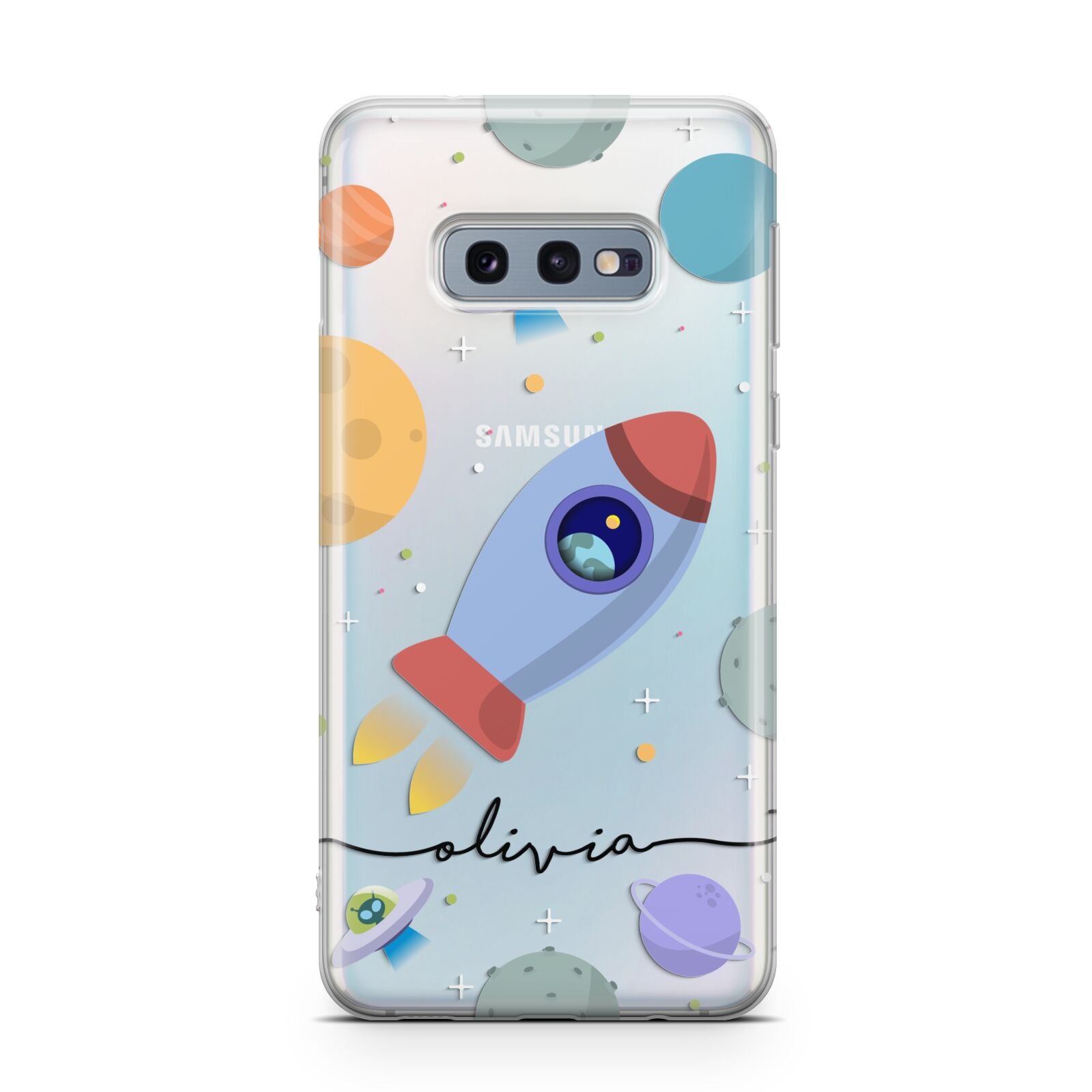 Cartoon Space Artwork with Name Samsung Galaxy S10E Case