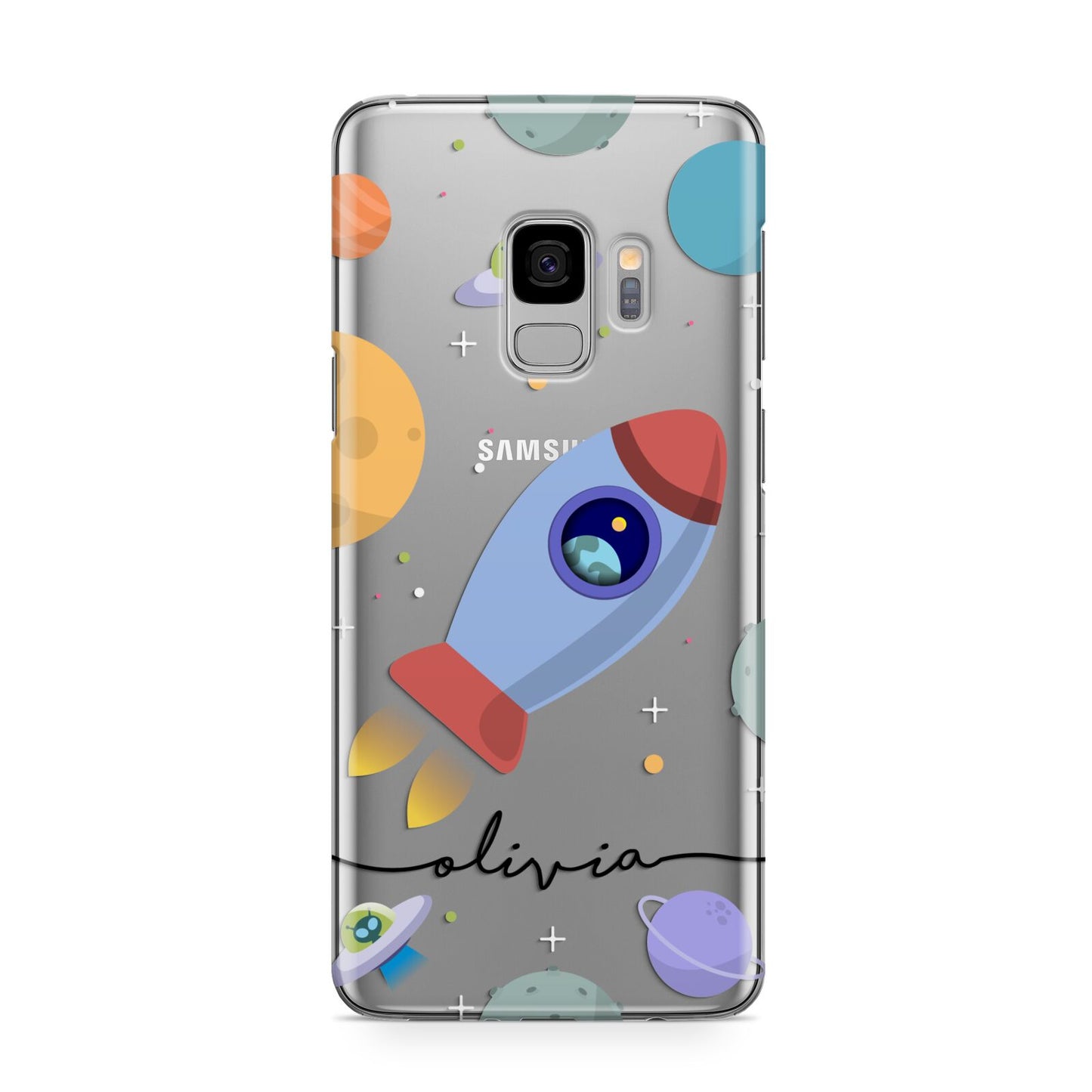 Cartoon Space Artwork with Name Samsung Galaxy S9 Case