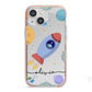 Cartoon Space Artwork with Name iPhone 13 Mini TPU Impact Case with Pink Edges