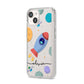 Cartoon Space Artwork with Name iPhone 14 Clear Tough Case Starlight Angled Image