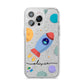 Cartoon Space Artwork with Name iPhone 14 Pro Max Glitter Tough Case Silver